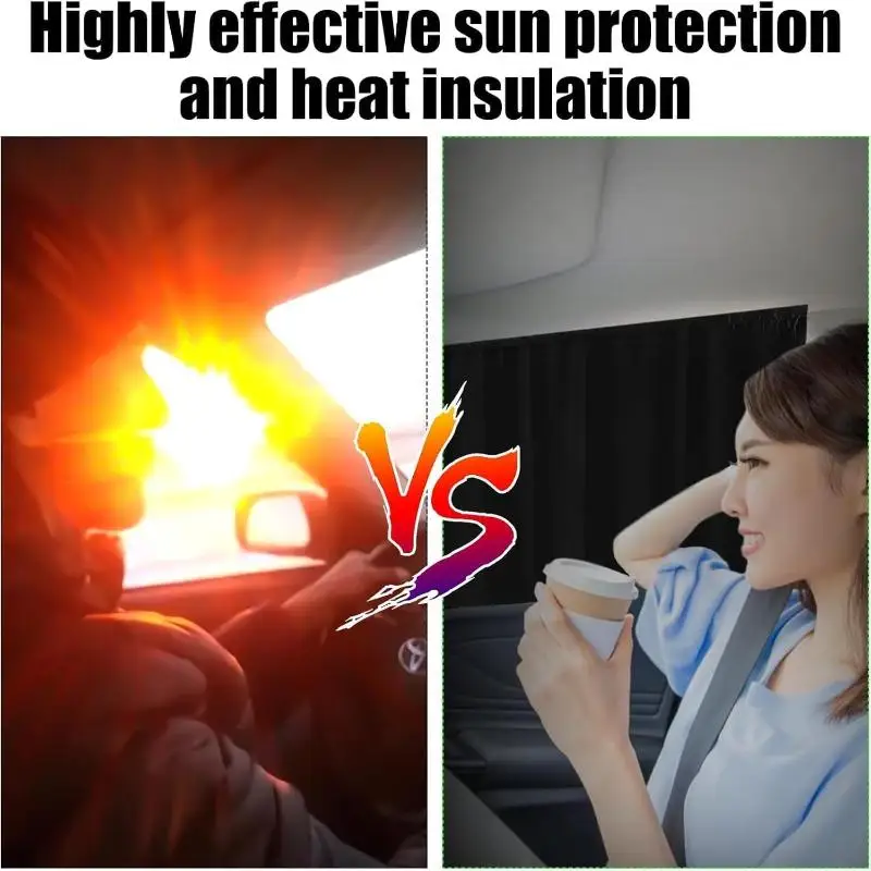 Universal Car Window Sun Shade Curtains Anti-UV Heat Insulation Light Blocking Auto Sunshade for Summer Daily Commute