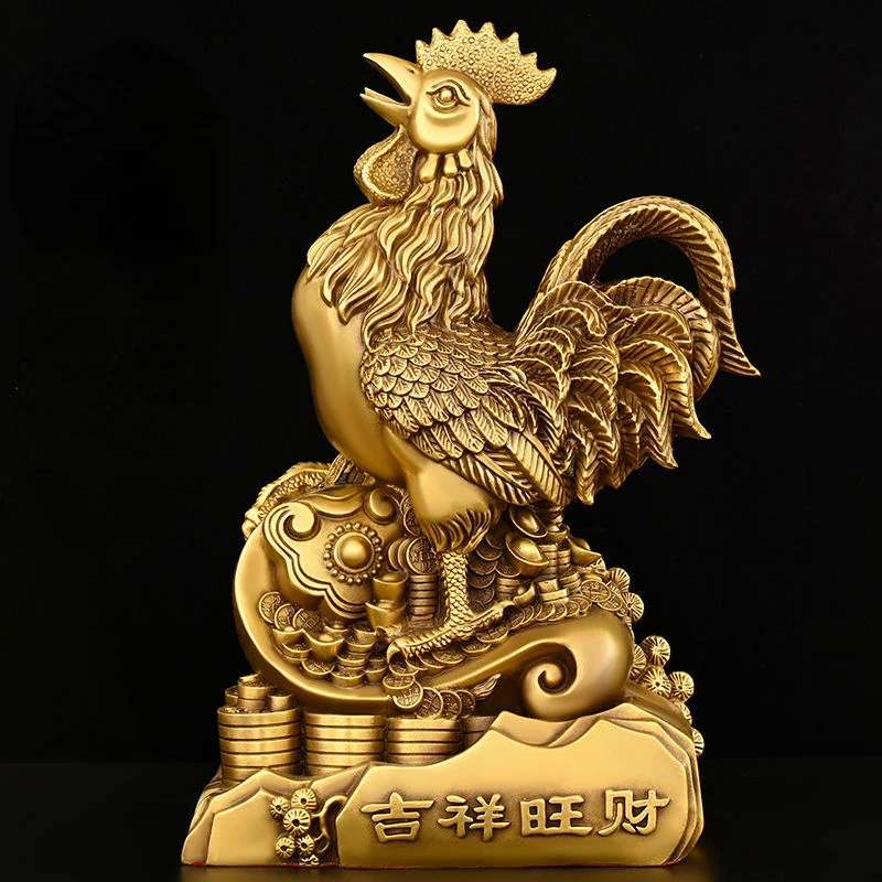 All Copper Chicken Ornaments Lucky Bring Good Fortune Wealth and Prosperity Rooster Home and Office Decoration Mascot