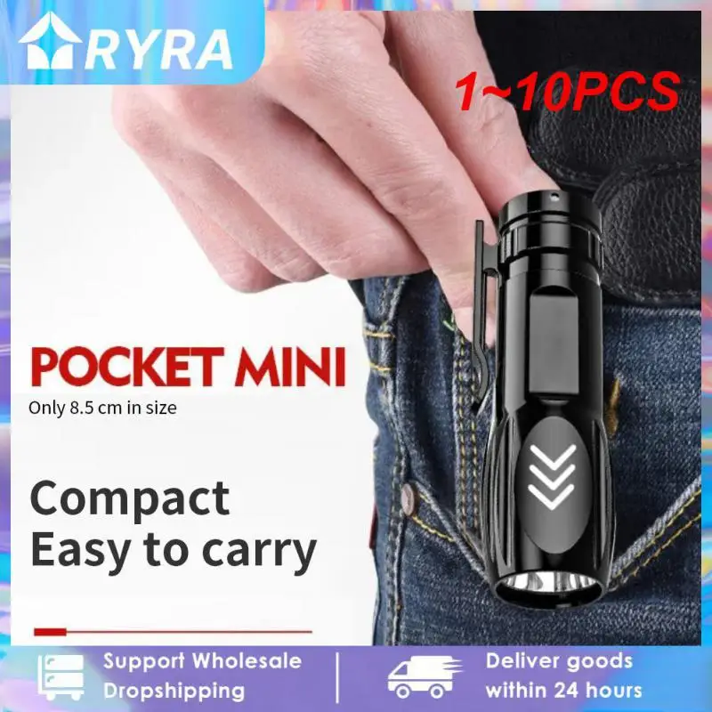 1~10PCS Flashlight LED Outdoor Household LED Torches Mini USB Charging Rechargeable Battery Portable Flashlight