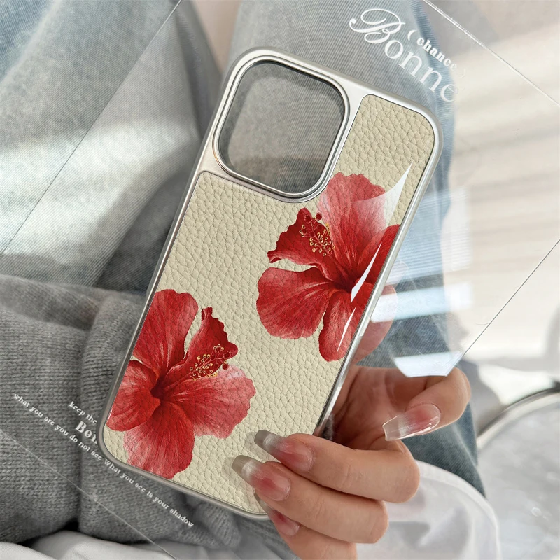 حافظة لهاتف آيفون 11/12/13/14/15/16/17 Pro Max AIR PLUS أنيقة على شكل زهرة حمراء محظوظة