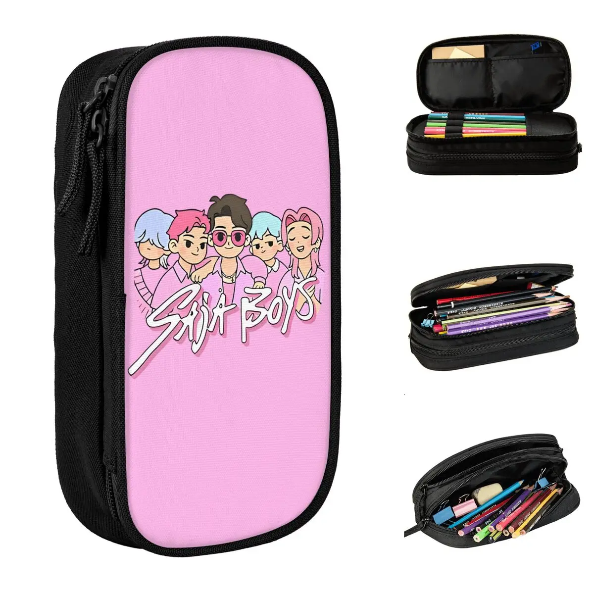 

Kpop Demon Hunter Saja Boys Pencil Case Zipper Pencil Box Kids Lovely Large Capacity School Pencil Cases Stationery Organizer