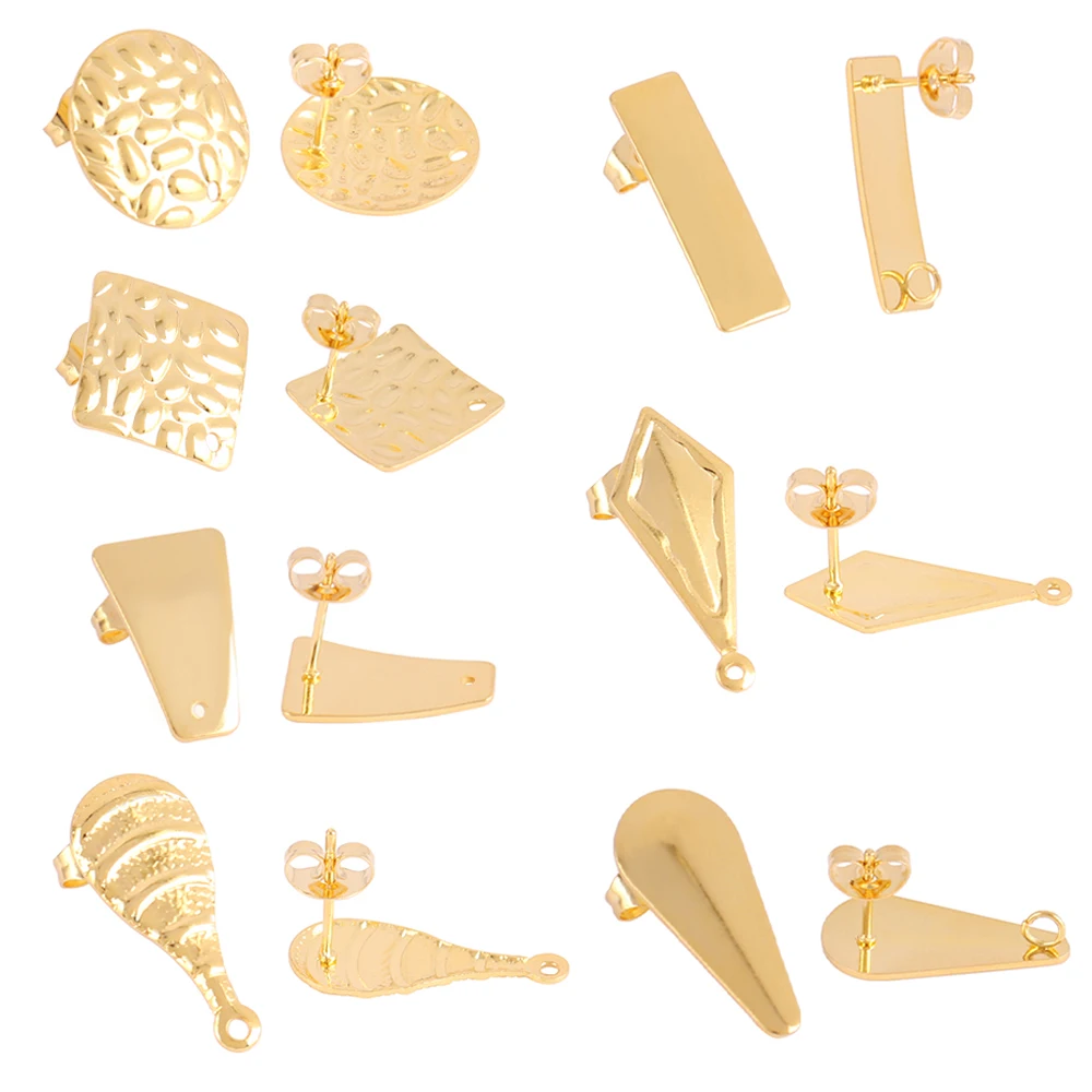 

20pcs Stainless Steel Geometric Stud Earrings Round Earrings Posts Connector For DIY Earring Jewelry Making Accessories