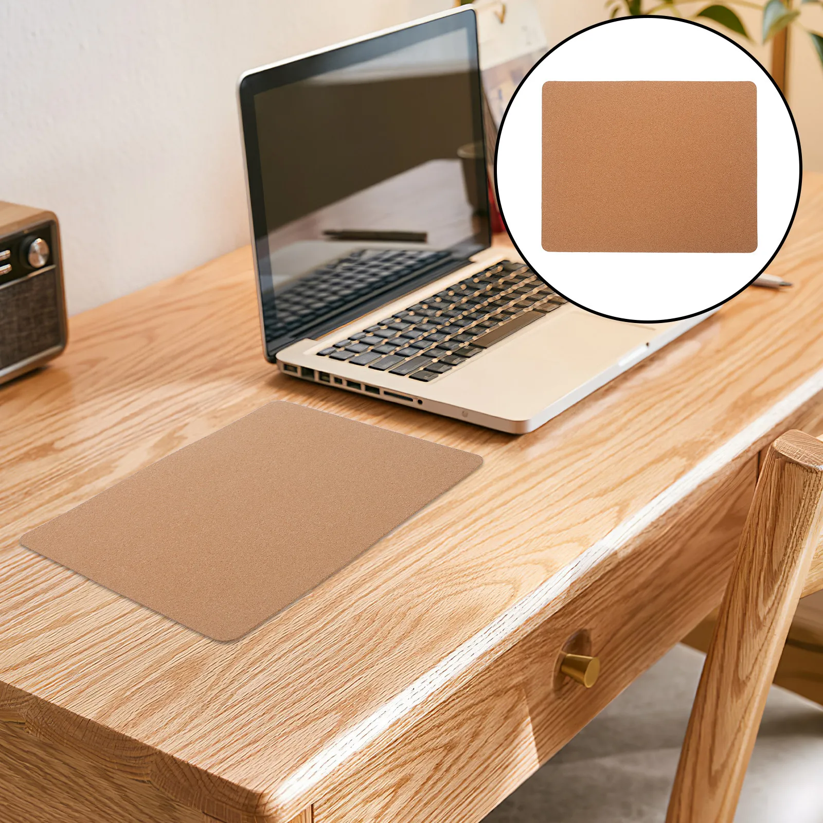 Cork Mouse Pad Wooden Waterproof Rectangle Non Slip Double Side Desk Mat for Laptop Computer Office Gaming 26x21cm