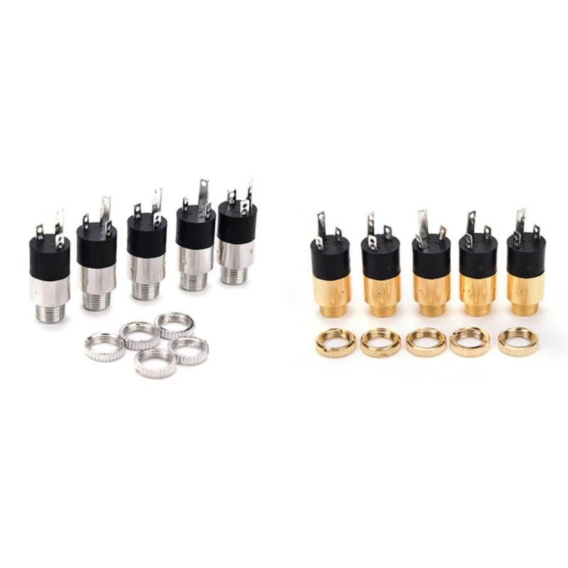U55B 5Pcs PJ392A Metal 3.5Mm Sound Jacks Stereo Female Socket with Gold / Plate for Speaker Amplifier and DIY Projects