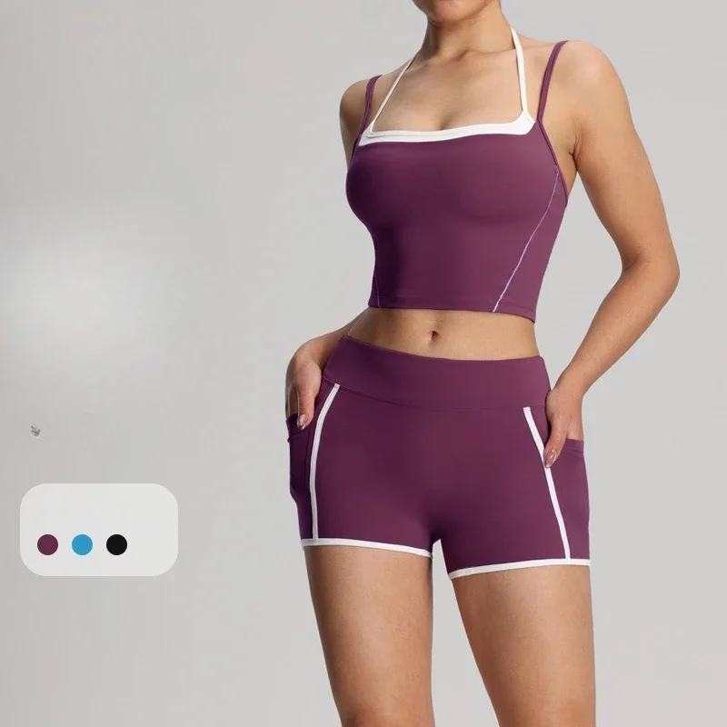 Pantaloncini da yoga da palestra da donna Leggings da allenamento fitness da corsa ad asciugatura rapida Leggings sportivi senza cuciture Pantaloncini da allenamento traspiranti da donna