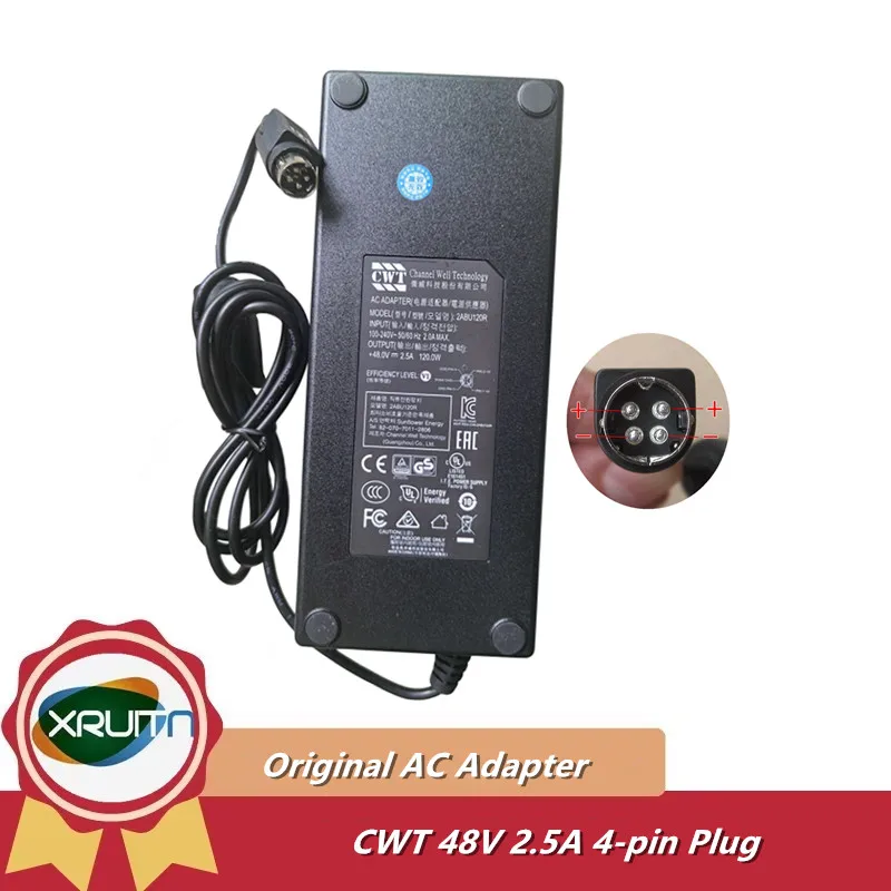 

Genuine Channel Well CWT 2ABU120R AC Adapter 48V 2.5A 4-Pin Din Plug 120W Power Supply Charger