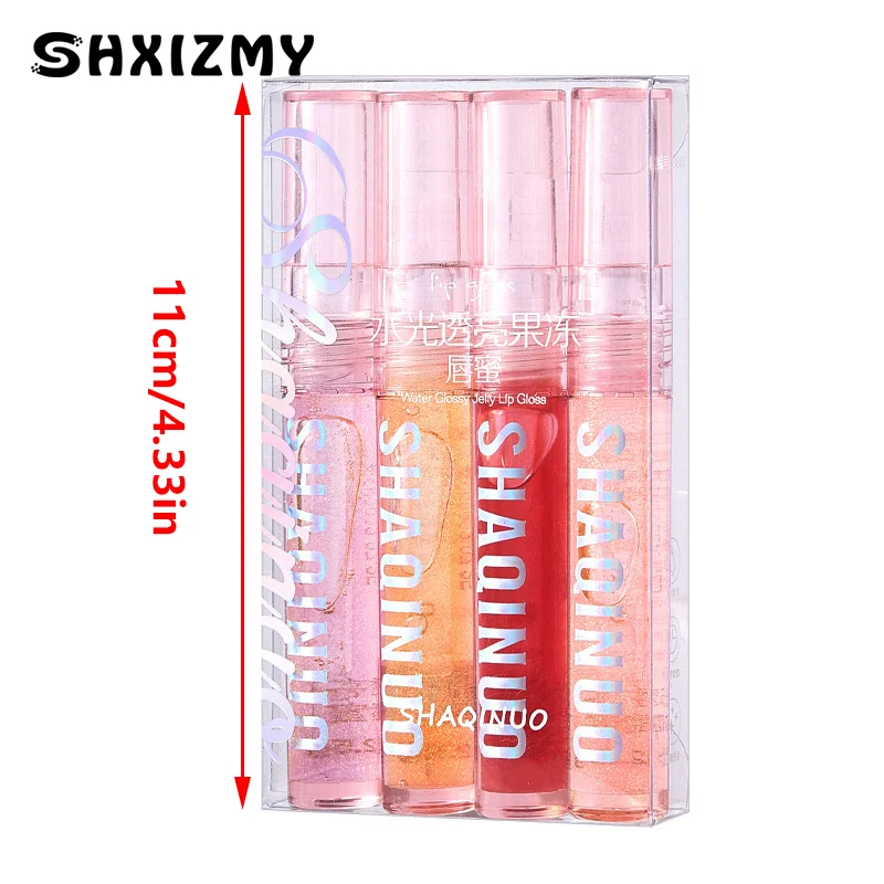 1/4Pcs Womens Watery Mirror Lip Oil Transparent Lip Gloss Long Lasting Waterproof Moisturizing Lip Glaze Cosmetic Tools