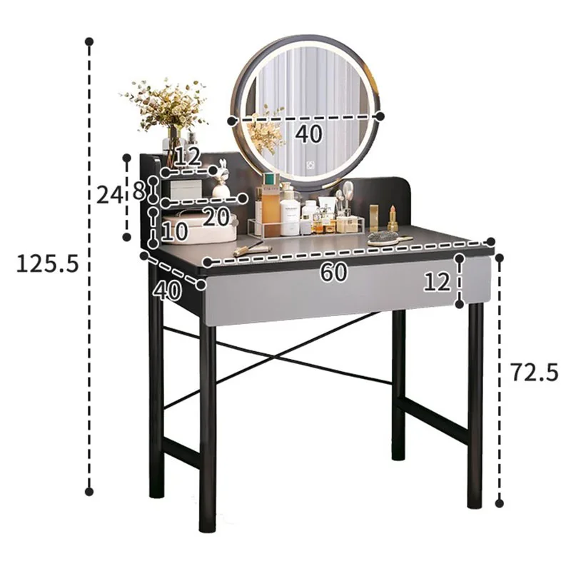 Storage Nordic Style Vanity Table Black Classic European Luxury Vanity Table Multifunctional Home Meuble De Rangement Decor