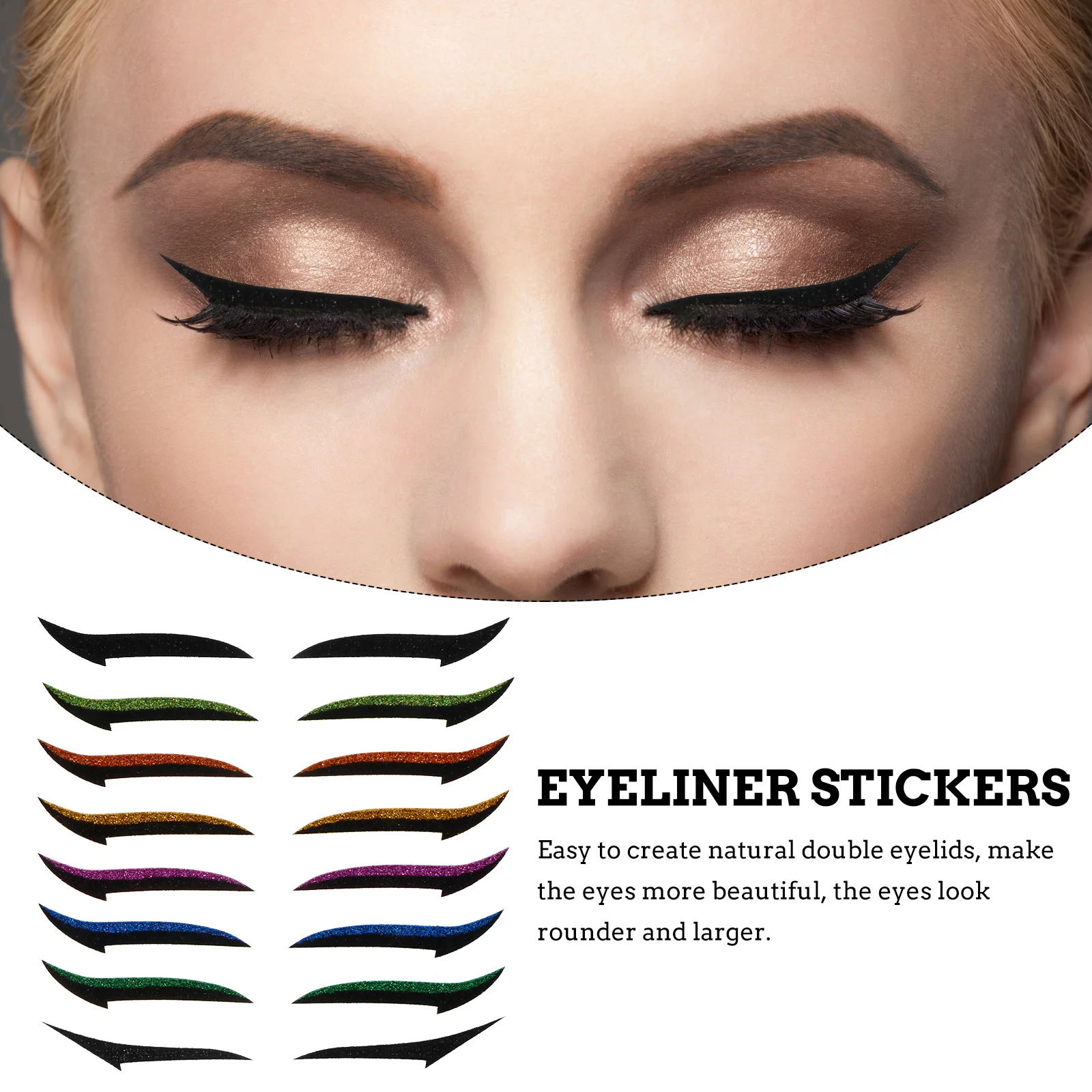 Pegatinas para Párpados Dobles, Tiras Invisibles para Delinear los Ojos, Fáciles de Aplicar, Pegatinas Delgadas con Brillo para Delinear los Ojos para Mujer, Aspecto Natural y Redondo