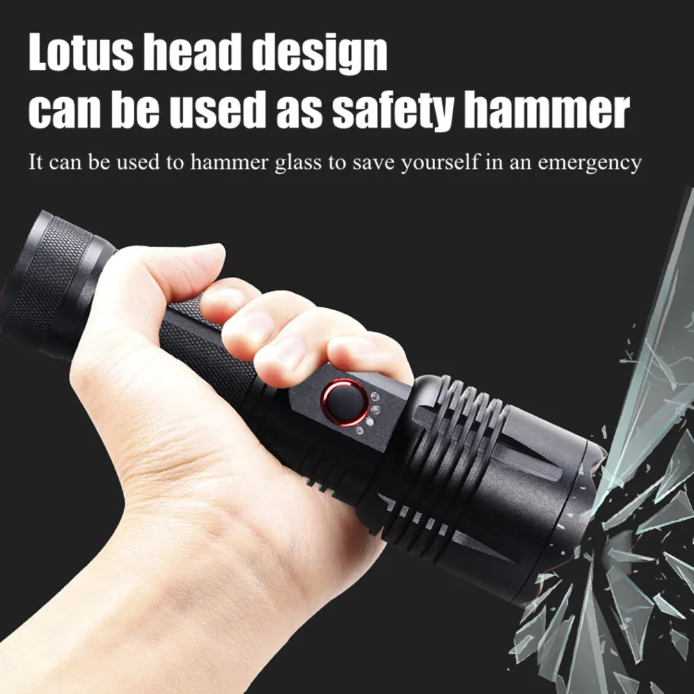 High Power LED Flashlight USB Rechargeable Strong Light Hand Lantern Long Range Lamp Powerful Tactical Torch For Camping Hunting