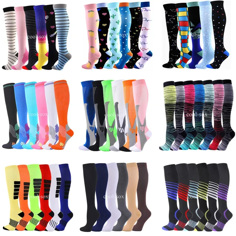 

3/5/6 Compression Socks Running Rugby Cycling Gym 20-30mmhg Sports Socks Varicocele Pain Relief Calf Swelling Elastic Knee Socks