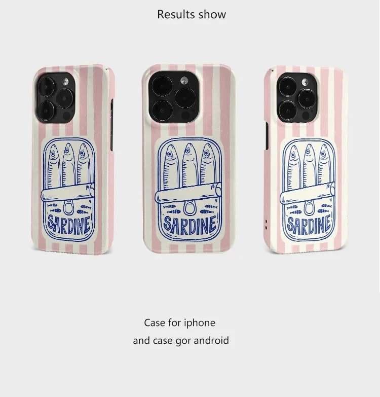 Red Striped Sardine Phone Case for IPHONE 17 Air 16E 15 PROMAX 14 Plus 13 12 MINI 11 PRO 16Plus XR XS MAX Acrylic Phone Cover