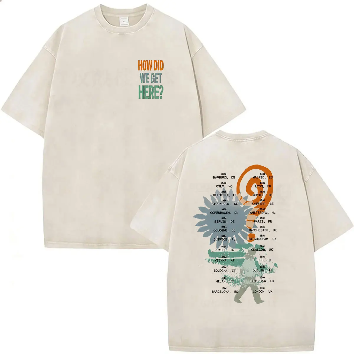 Vintage Washed Louis Tomlinson How Did We Get Here Tour 2026 Neues T-Shirt für Männer und Frauen Harajuku Mode Übergroßes T-Shirt Streetwear – Detail 6