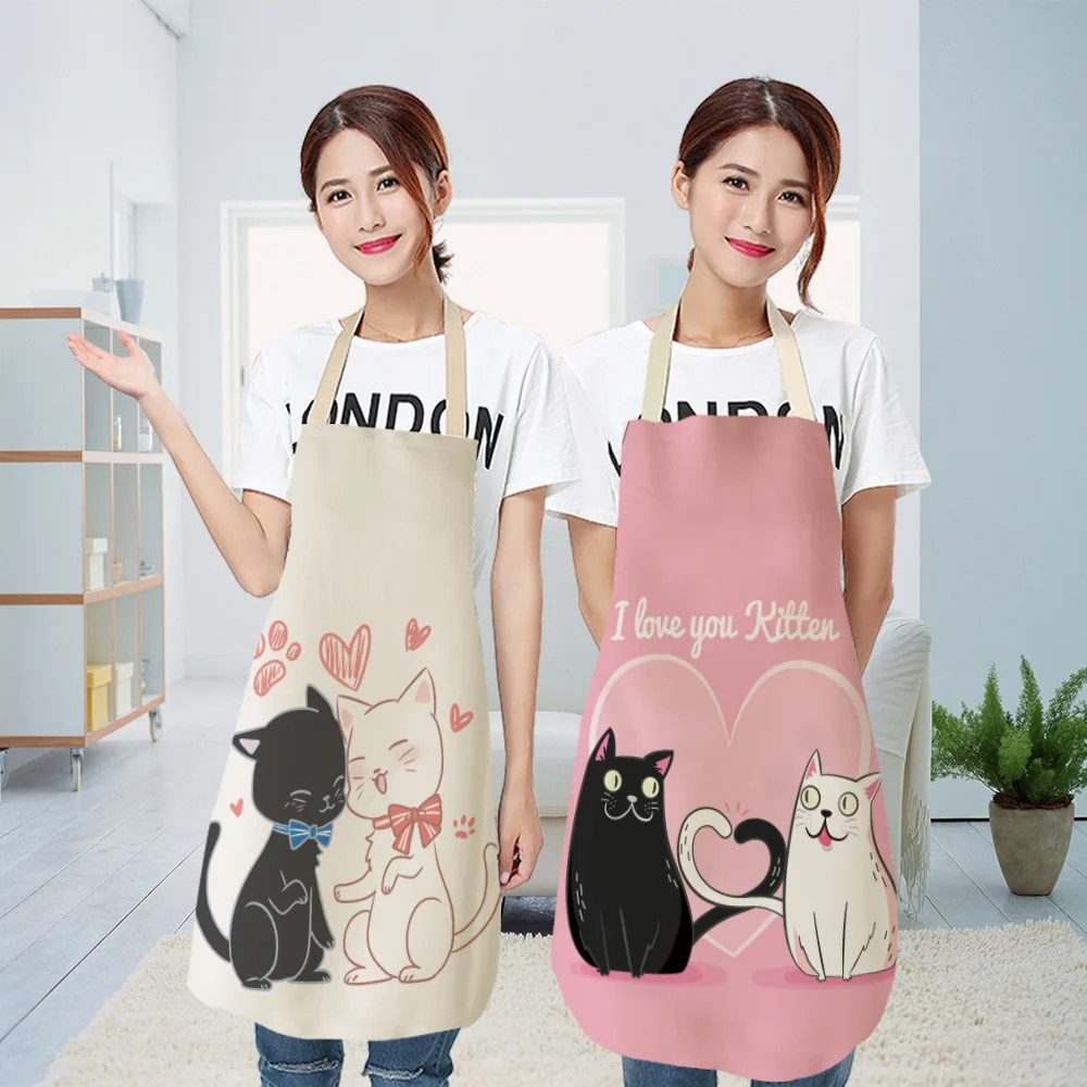 Cartoon cute cat apron aprons for woman apron dress baking accessories cute apron apron for men apron kids apron kitchen linen