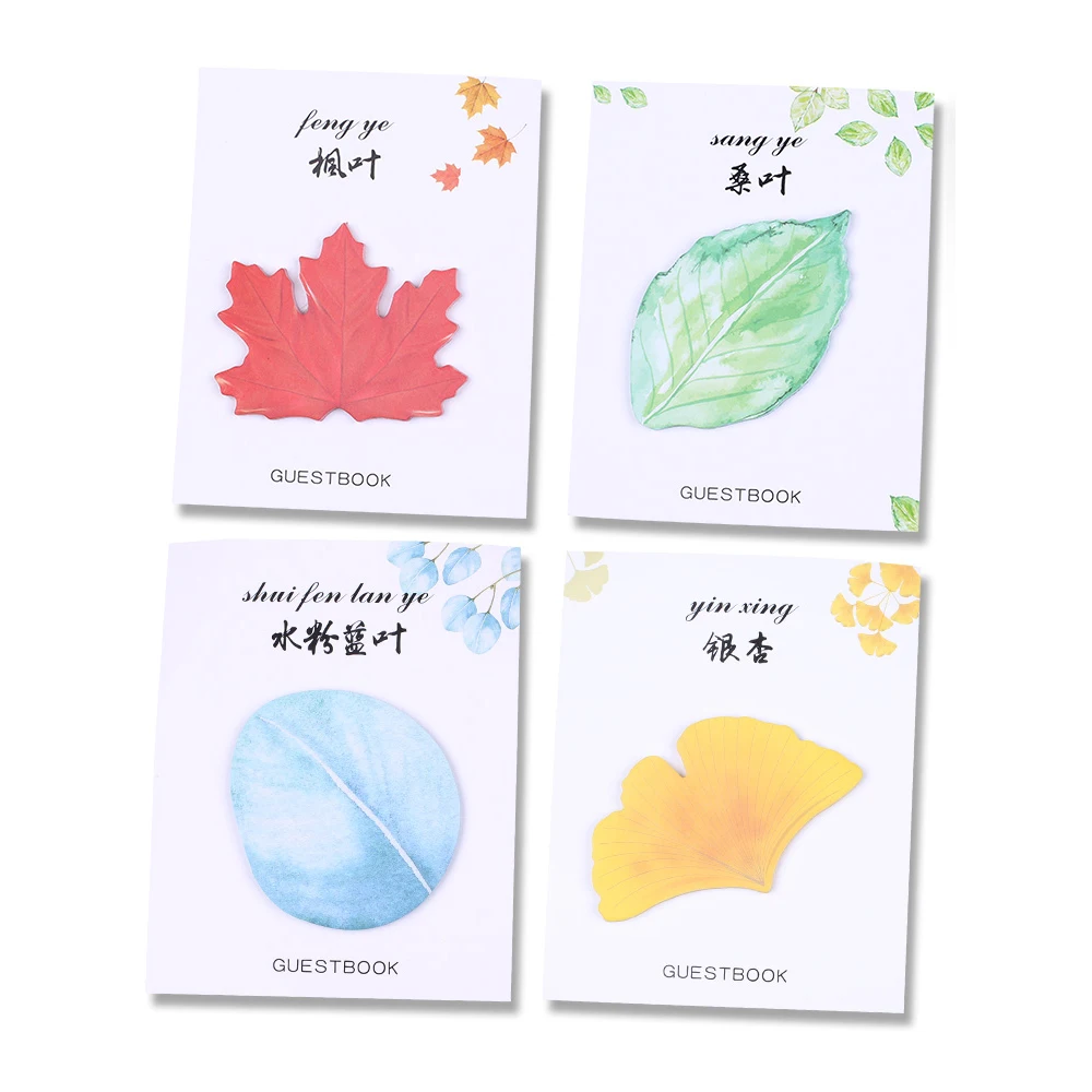 Japanese Cute Leaf Sticky Notes Girl Kawaii Memo Pad Funny Post Notepad School Girls Stationery Index Tab Wish Check To Do List