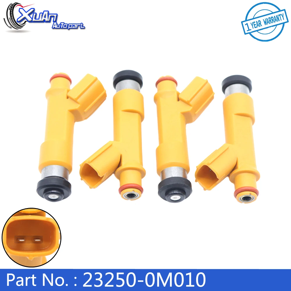 XUAN 4pcs NEW Car Fuel Injectors 23250-0M010 23209-0M010 For Toyota Yaris Asia 06-09 14-16 VIOS 07-10 1NZFZ NCP91 93 NCP1505