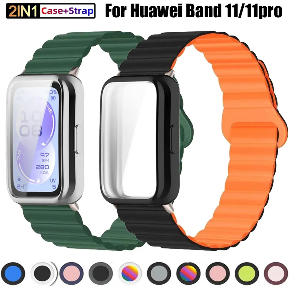 Magnetisches Silikonarmband für Huawei Band 11pro, austauschbare Schutzhülle für Huawei Band 11, weiche TPU-Hülle, Sportarmband