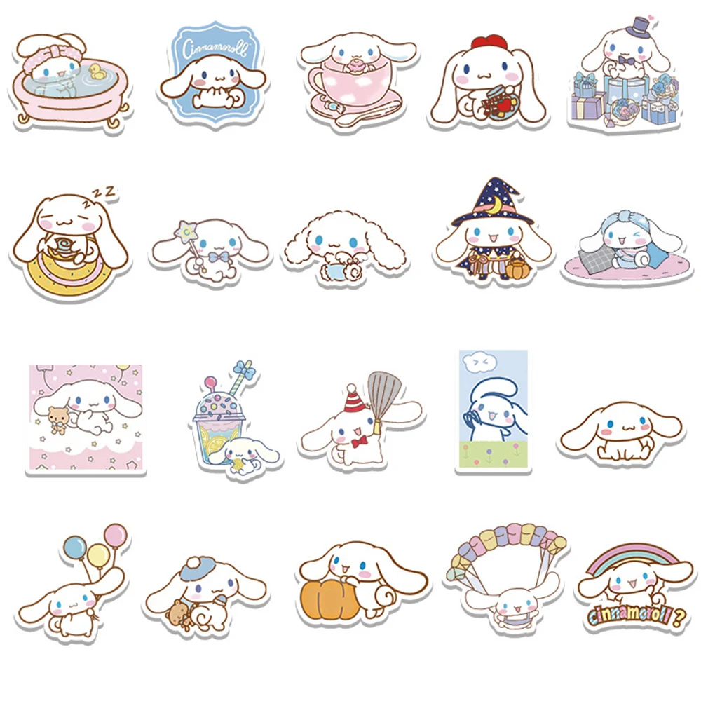 Cute Cinnamoroll Cartoon Adesivos para Crianças, Decoração Do Telefone DIY, Bagagem, Frigorífico, Skate, Etiqueta Kawaii, Presente Do Brinquedo, 10 Pcs, 30 Pcs, 50Pcs