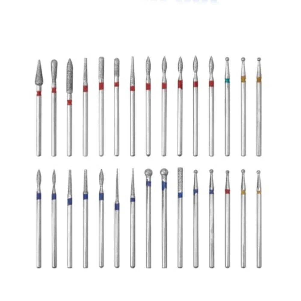

30pcs Nail Drill Bits, Diamond Cuticle Clean Nail Bit Nail Polish Rotary Burrs Nail Bits Flame Cuticle Drill Bit Tools Parts