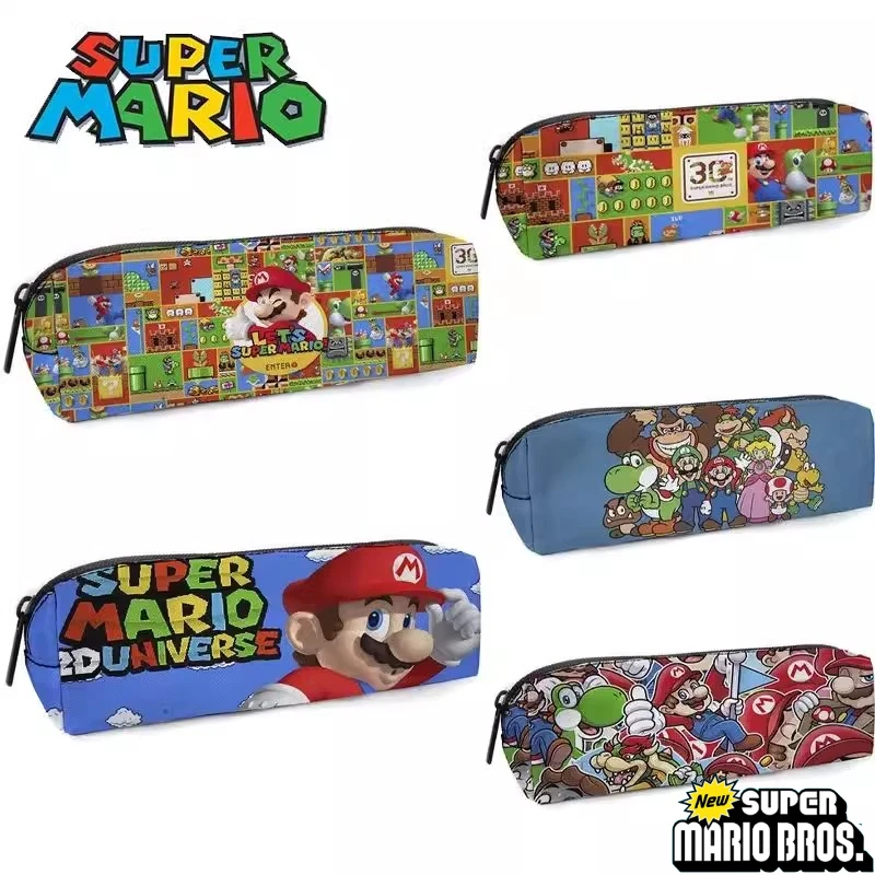 

Super Mario Bros Cartoon Children's Pencil Case Cute Polyester Large Capacity Primary School Supply for Portable Stationery Bag