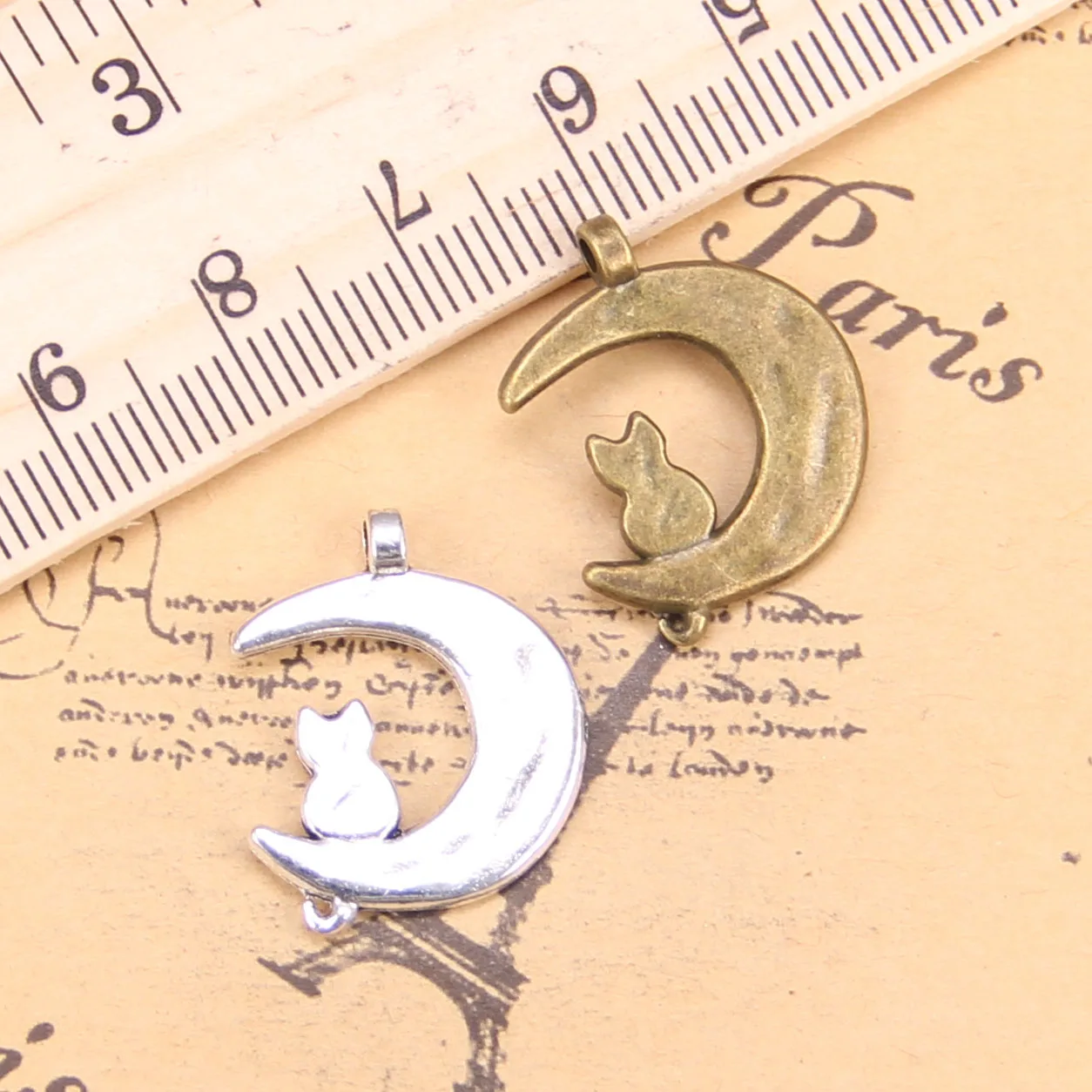 72pcs Jewelry Charms moon cat 22x18mm Antique Silver Plated Pendants Making DIY Handmade Tibetan Silver Jewelry