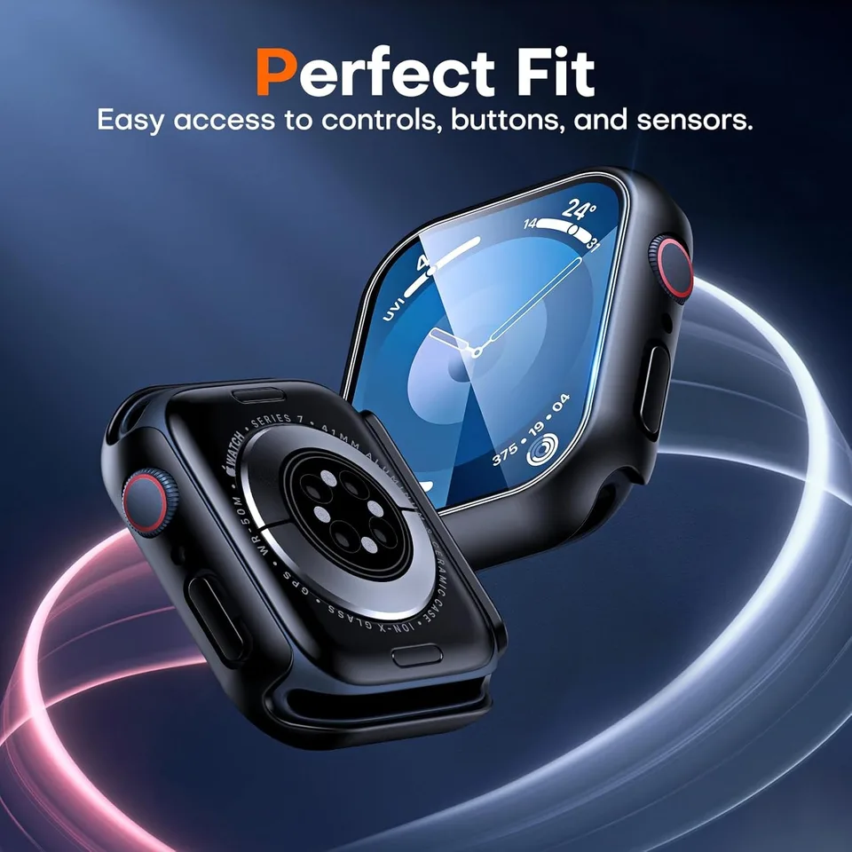 Vidrio templado + Estuche para Apple Watch 46mm 44mm 45mm 41mm 40mm 42mm Protector de pantalla para iwatch series 10 9 8 7 6 SE 5 Accesorios 5