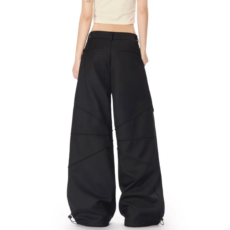 OR FL Women's American Deconstruction Design Sense Wide Leg Suit Pants Trendy Brand High Street Baggy Slacks Staraight Trousers