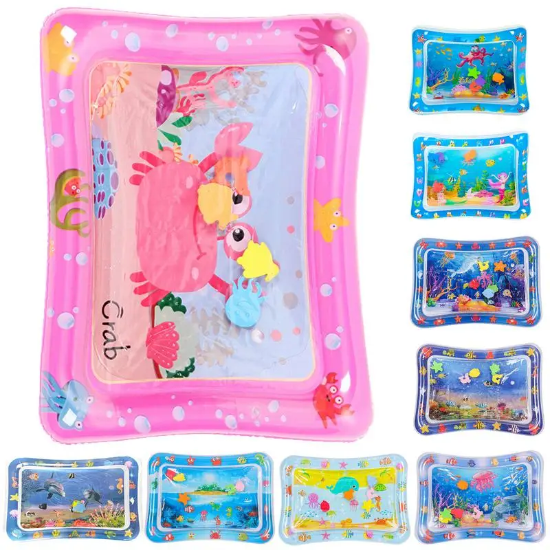 Water Sensory Play Mat Thickened Inflatable Water Mat for Cat Dog Water Sensor Mat Sensory Playmat with Fish Sea Ocean Cat Beds