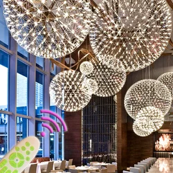 Modern Brief Loft Spark Ball LED Pendant Light Stainless Steel Firework Dandelion Chandeliers Lighting Bar Bedroom Living Room