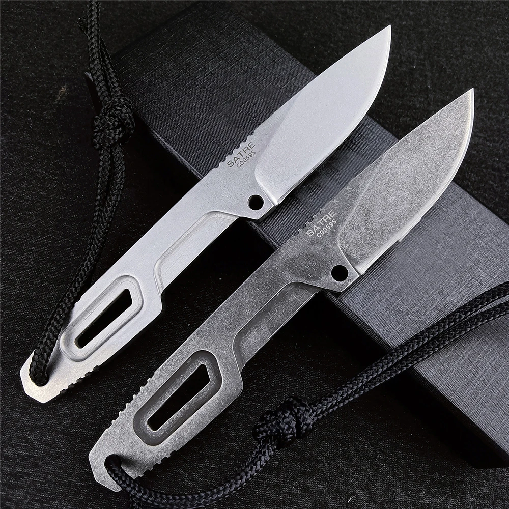 

EDC SATRE Small Tactical Fixed Blade D2 Blade Pocket Knives with Kydex Sheath Outdoor Survival Hunting Camping Straight Knife
