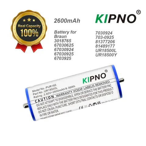 2600mAh Replacement Battery for Braun UR18500L 3018765 720 730cc Epil 7 730S-4 Shaver 2600mAh Long-Lasting Shaver Battery