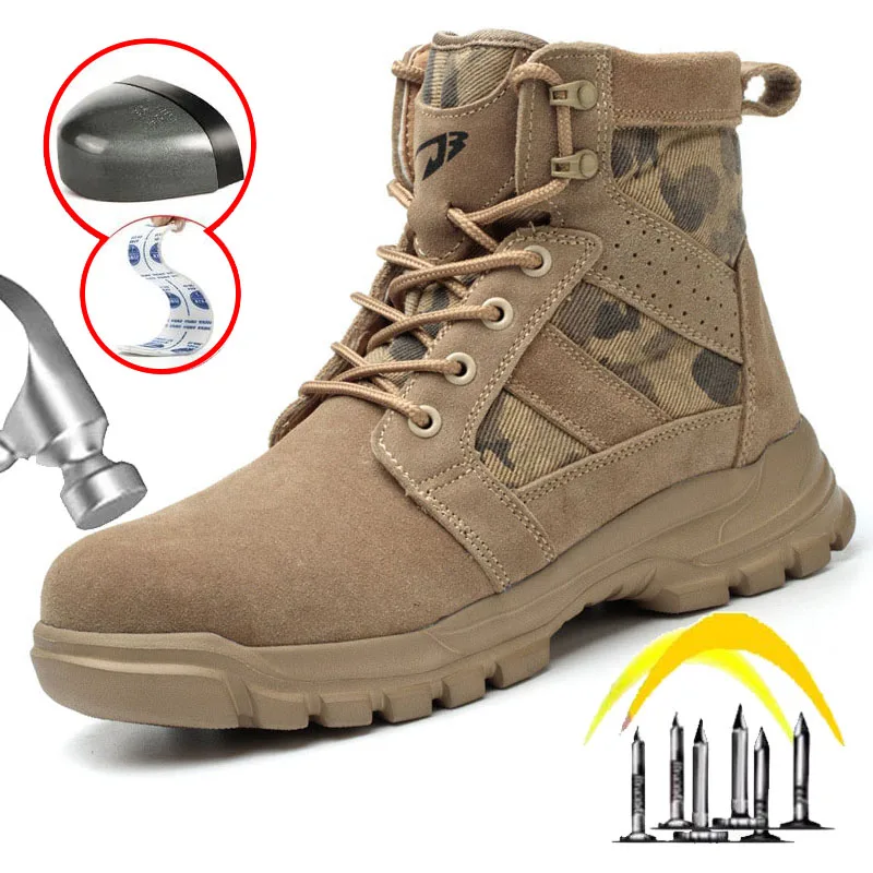 Trendy Men Work Boots Anti Scalding Safety Protection Sneakers Lightweight Steel Toe Cap Footwear Male  Puncture-Proof