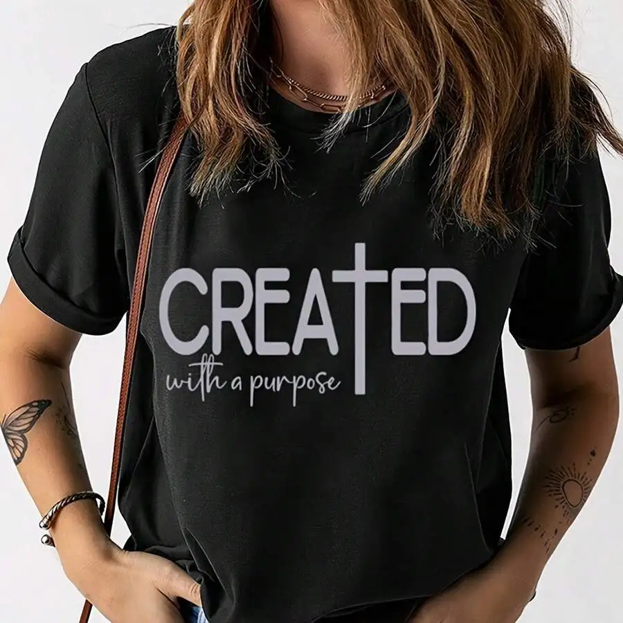 Women's Basic Crew Neck Short Sleeve Casual Daily T‑Shirt Letter Print Graphic Tee Top