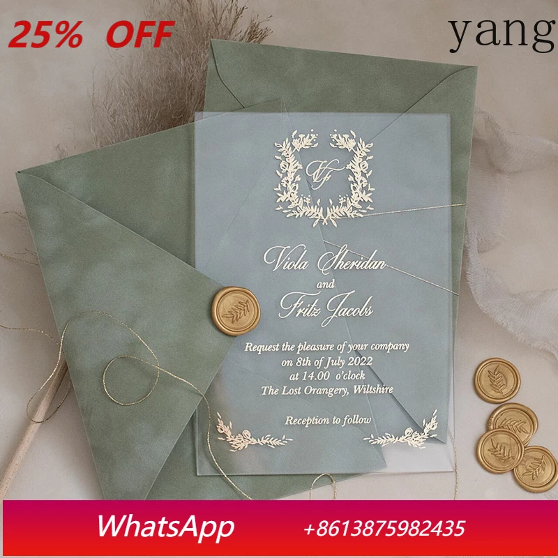 

YJQ 50pcs retro wax label velvet envelope wedding invitation custom logo name