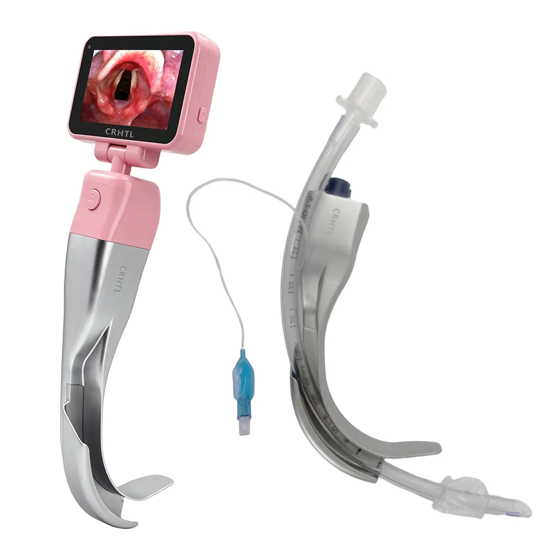 Video Laryngoscope with ETT Guide Channel, HD Display, Reusable Blades MACC1/2/3 Adult Pediatric Neonate, IPX8 Waterproof