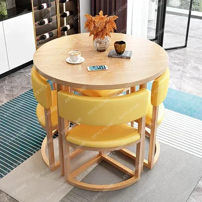 Y2 Round Mobile Dining Tables Set Kitchen Center Wood Table Hotel Extendable Luxury Floor Mesa Comedor Mesa Comedor Home Furnitu