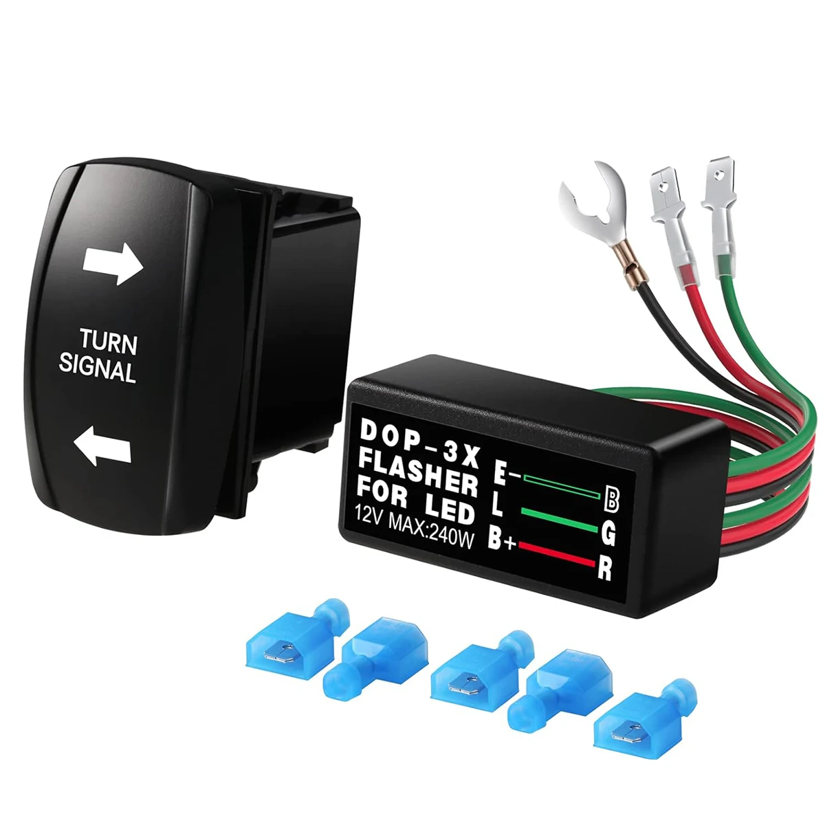 Turn Signal Rocker Switch and Flasher Relay Combo Kit for ATV UTV RV Boat Off-Road Truck Tractor Motorcycle 4Pin ON/Off/ON