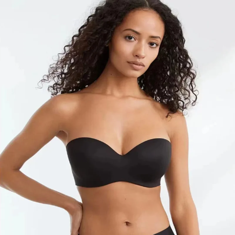 One Piece Women Seamless Strapless Bra Wireless Non-pad Bra Anti-skidding Ice Silk Traceless Strapless Bra