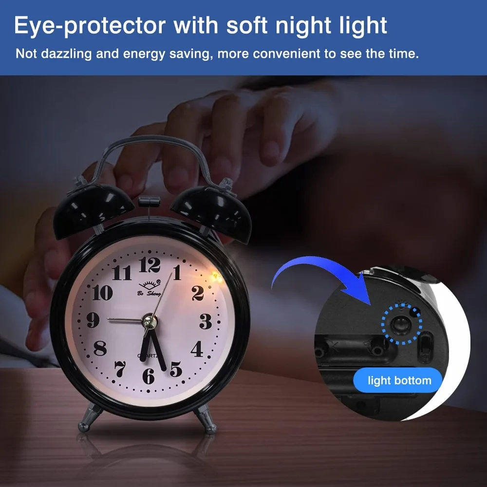 

Dual clock alarm clock with 3D dial, designed specifically for adults, sleepers, and teenagers