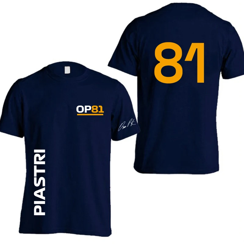 أوسكار بيستري 81 سائق شعار فريق السباق الرجال تي شيرت الصيف قصيرة الأكمام النساء تي شيرت 100% القطن موضة زوجين الملابس