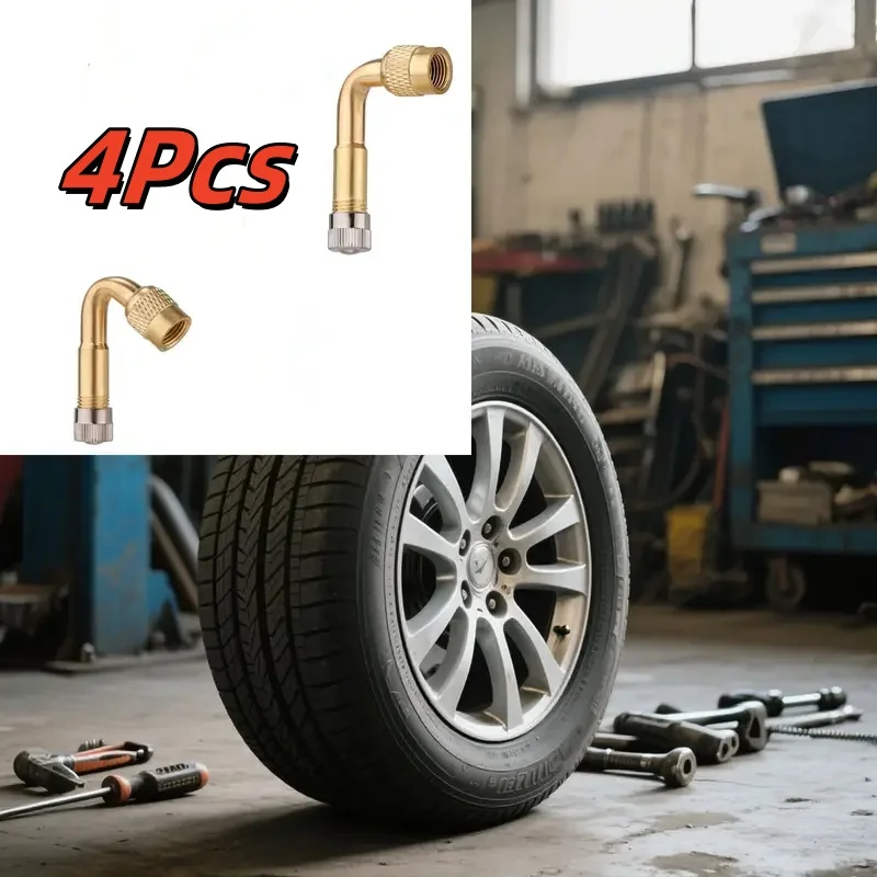 

4Pcs 45/90Degree Angle Tyre Valve Gold Extension Adaptor Copper Motorcycle Motorbike Car Bike Accessories