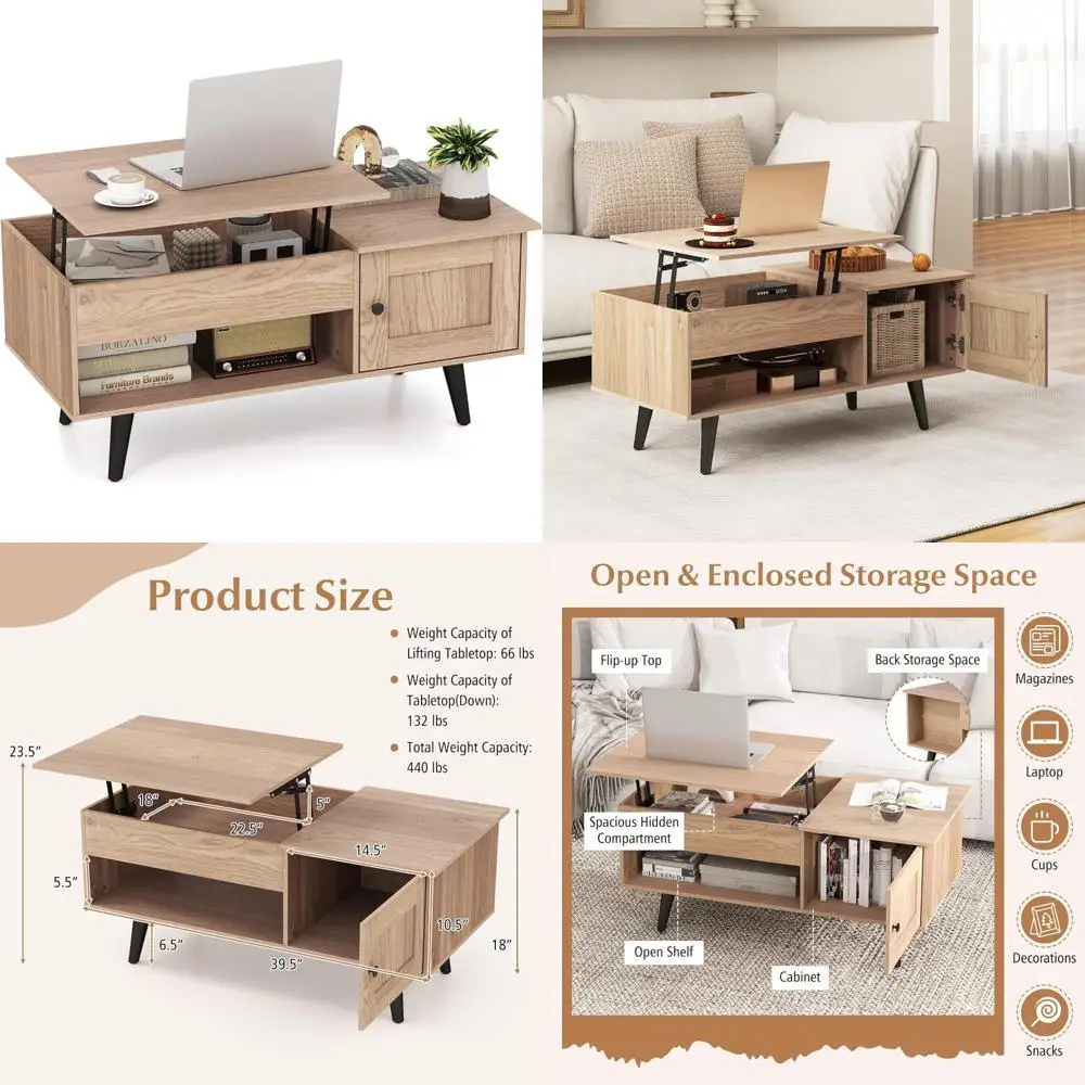 

Журнальный столик для хранения с откидной крышкой и скрытым шкафом для гостиной