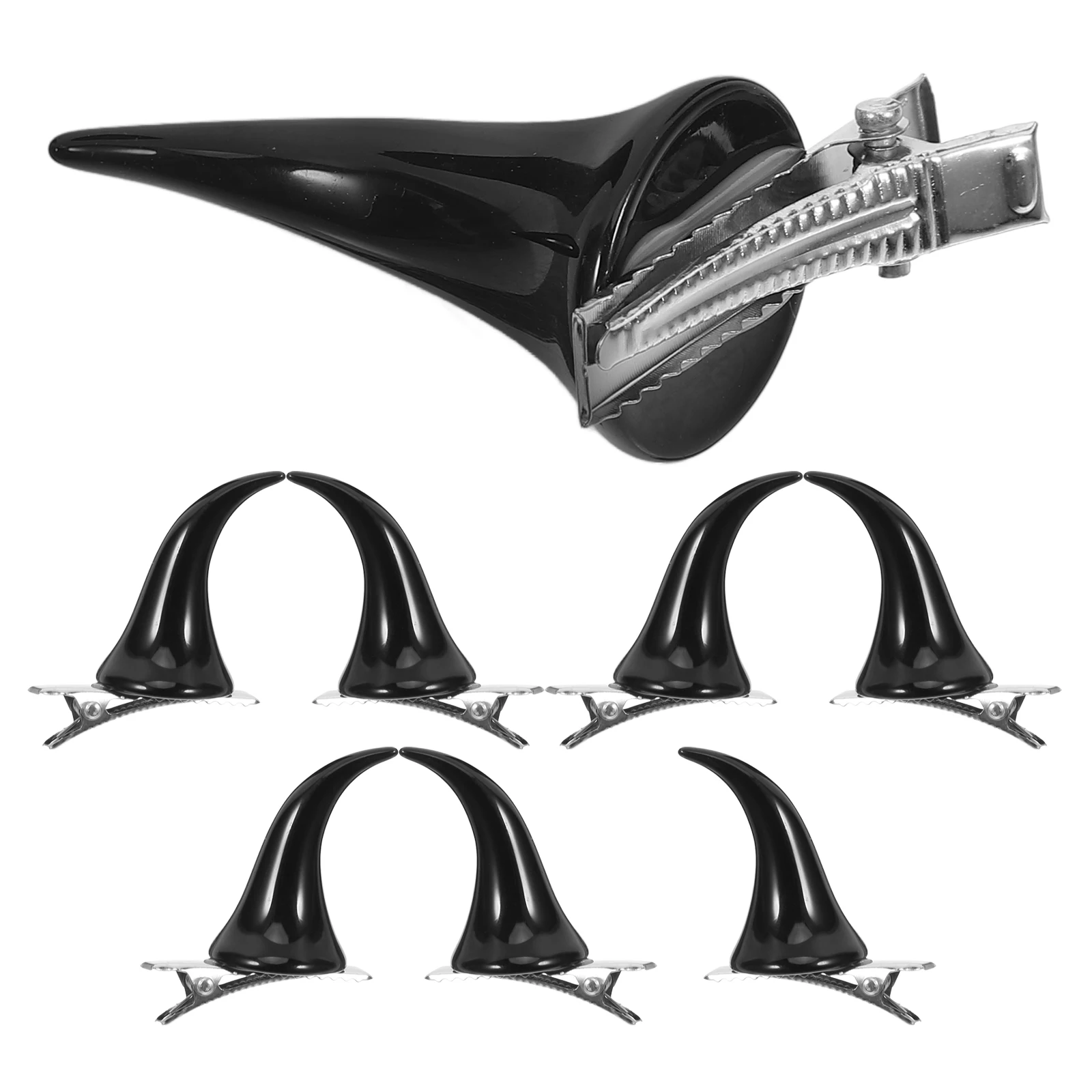 

4 Pairs Horror Demon Horn Hairpin Clip Cerchietti Diavolo Goth Black Resin Angelo Halloween