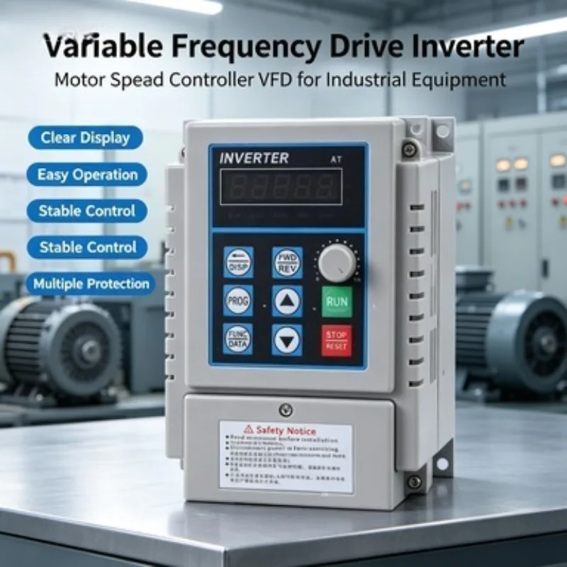 White English Version VFD Inverter 0.45 To 4KW 220V Single Phase Input Three Phase Output Motor Speed Controller