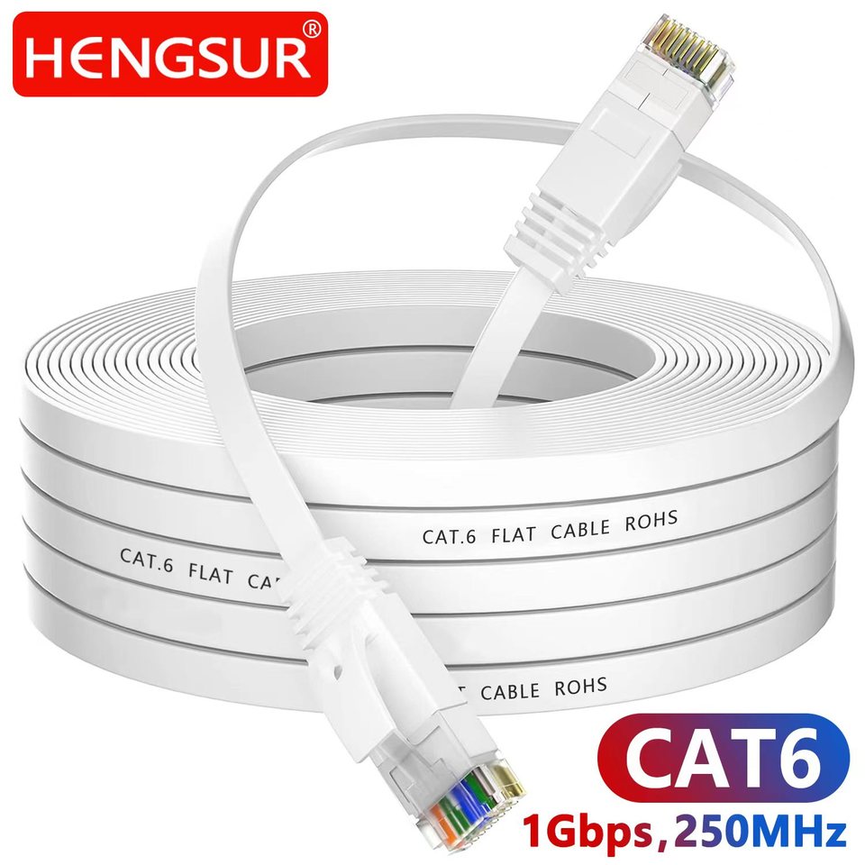  HENGSUR CAT6 Ethernet Cable 5M 10M 20M 30M Flat Internet Network Cable  RJ45 Patch Cord LAN for Router Modem Cable Ethernet Cat6 