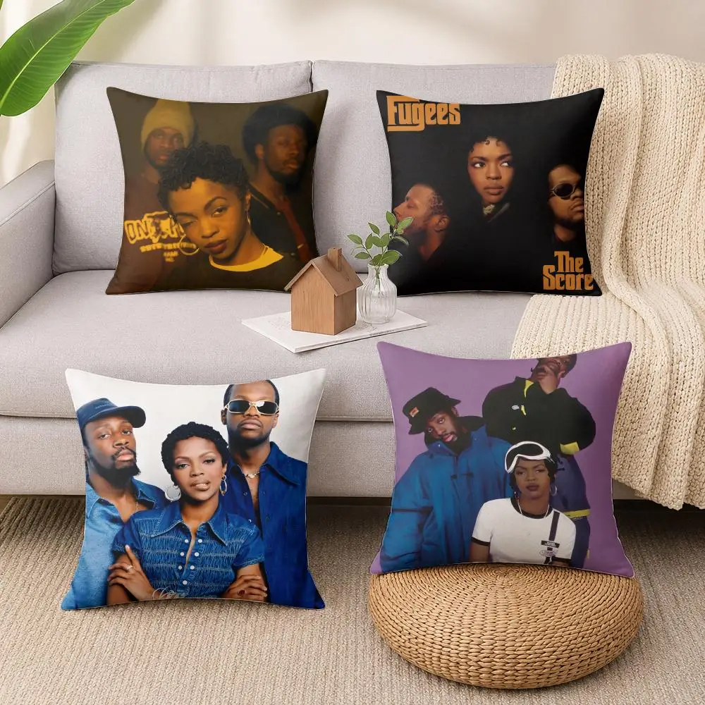 Hip-hop Group F-Fugees Cushion Cover Wrinkle-Resistant Short Plush Cushion Covers Breathable Machine-Washable