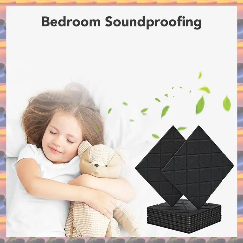 

ABML 12Pack Acoustic Panels With Self-Adhesive, 12X12x0.4In Sound Proof Foam Panels, Sound Absorbing Tile For Walls