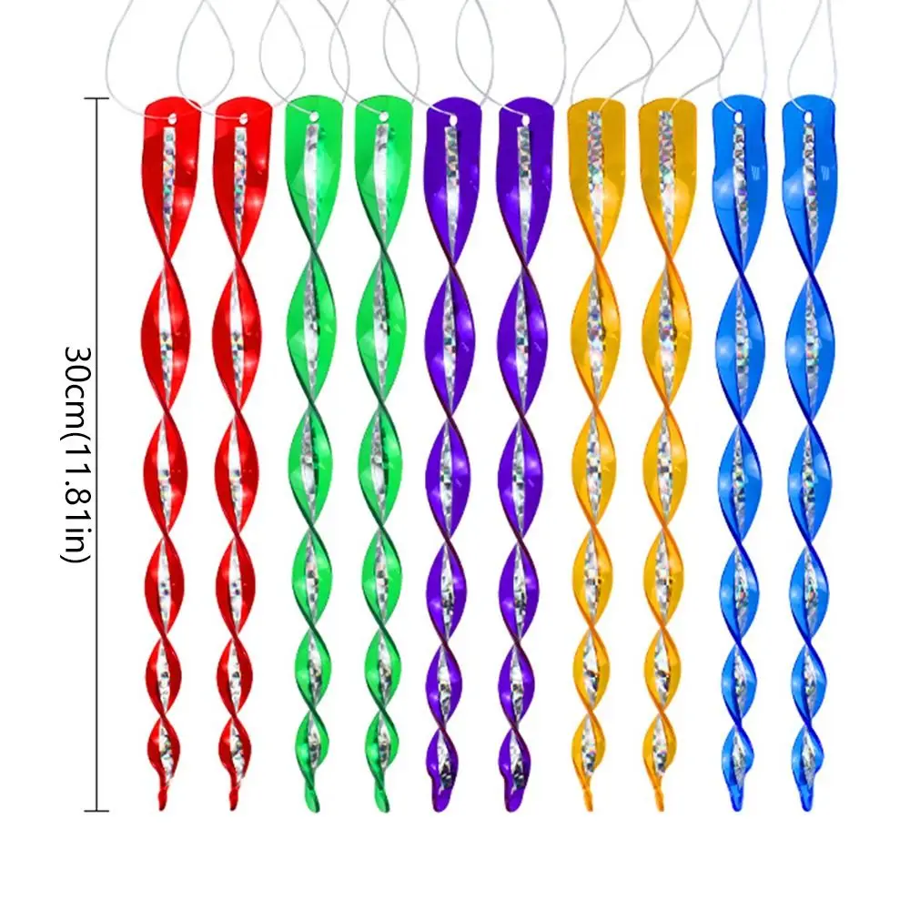 10pcs 360 Degree Rotation Bird Repellent Rods Reflective Wind Spiral Waterproof Bird Repeller Plastic 30CM Length