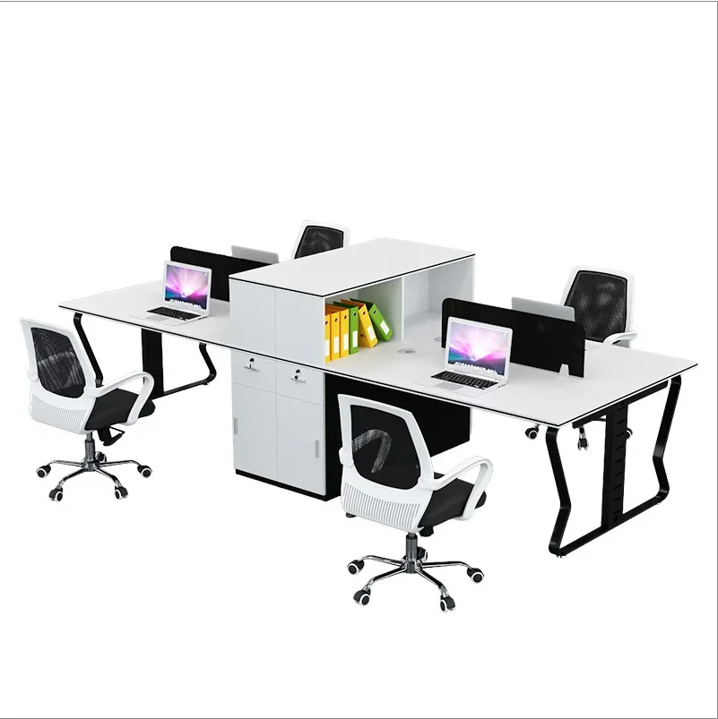 Screen card space, office desk, simple and modern 4/6 staff, desk and chair combination office room