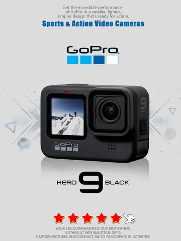 고프로 히어로 9 블랙 액션 카메라 4K 5K 컬러 전면 스크린 스포츠 캠 20MP 사진, 라이브 스트리밍 고프로 히어로 9